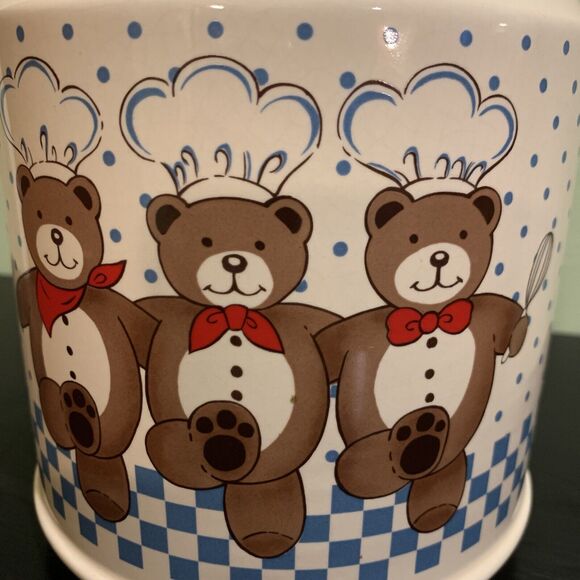 Vintage B & D Large Canister Cookie Jar 3 Dance Bears Chef Hat Japan Ceramic - Picture 11 of 12